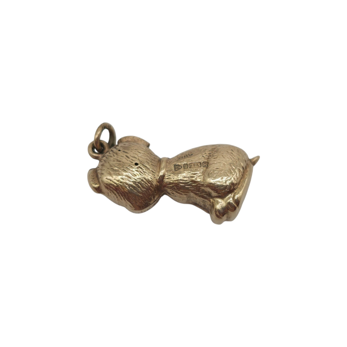 Chester 9ct 375 Yellow Gold Seated Dog Charm 1958 L 1.6 cm 0.8 g.