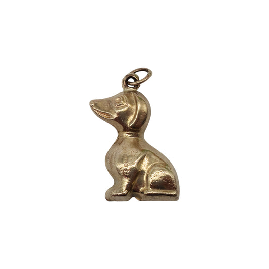 9ct 375 Yellow Gold Seated Dog Charm 1969