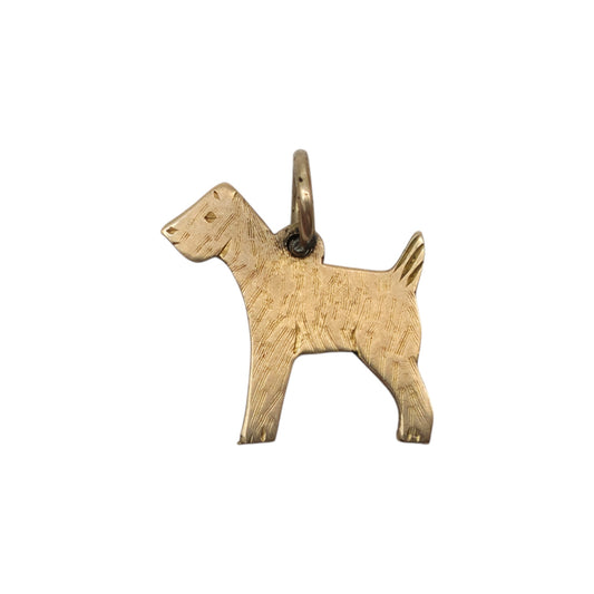 9ct Yellow Gold Dog Flat Charm c.1940's L 1.4 cm 0.9 g.