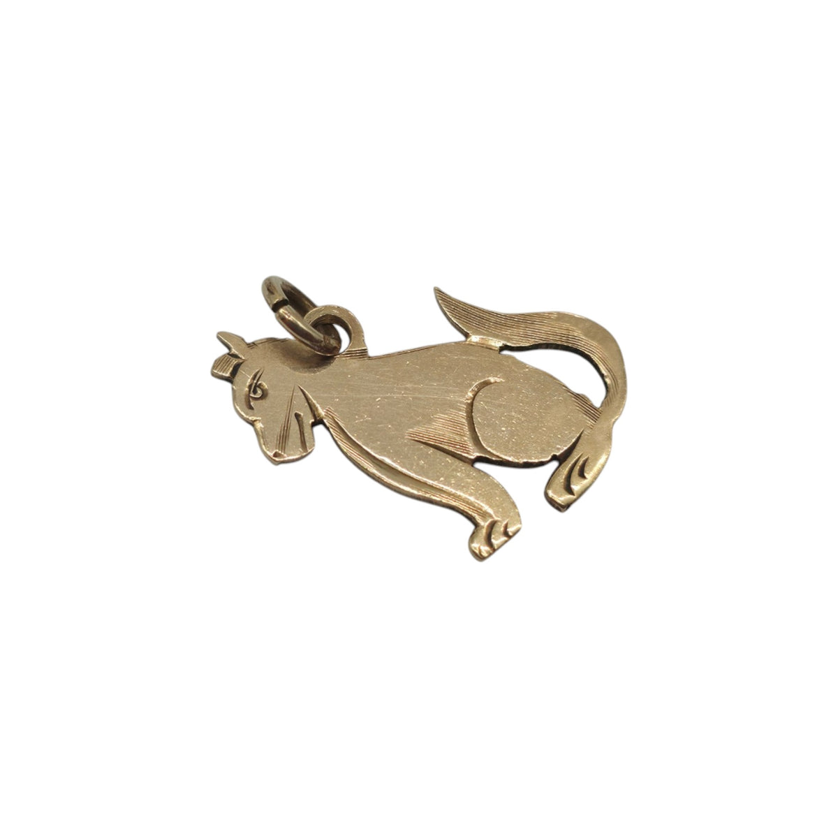 Antique 9ct Yellow Gold Dog Flat Charm c.1920 L 1.4 cm 0.5 g.