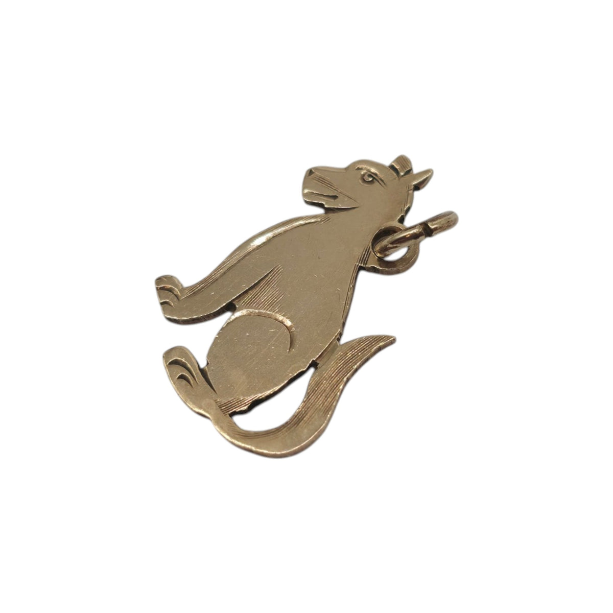 Antique 9ct Yellow Gold Dog Flat Charm c.1920 L 1.4 cm 0.5 g.