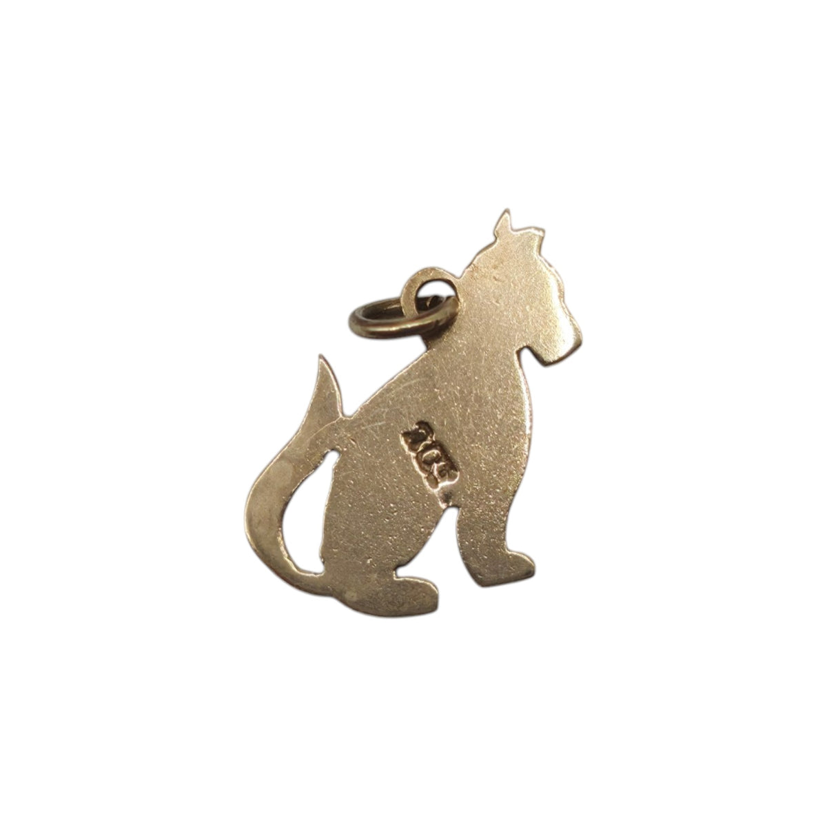 Antique 9ct Yellow Gold Dog Flat Charm c.1920 L 1.4 cm 0.5 g.