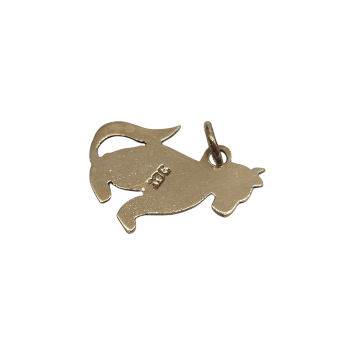 Antique 9ct Yellow Gold Dog Flat Charm c.1920 L 1.4 cm 0.5 g.