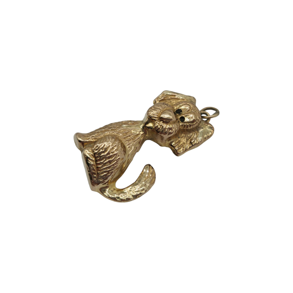 9ct 375 Yellow Gold Seated Dog Charm 1975 L 2.6 cm 2.5 g.