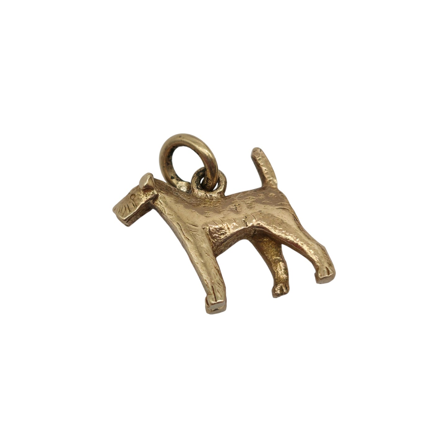 9ct 375 Yellow Gold Airedale Terrier Dog Charm 1957 L 1.2 cm 2.3 g.