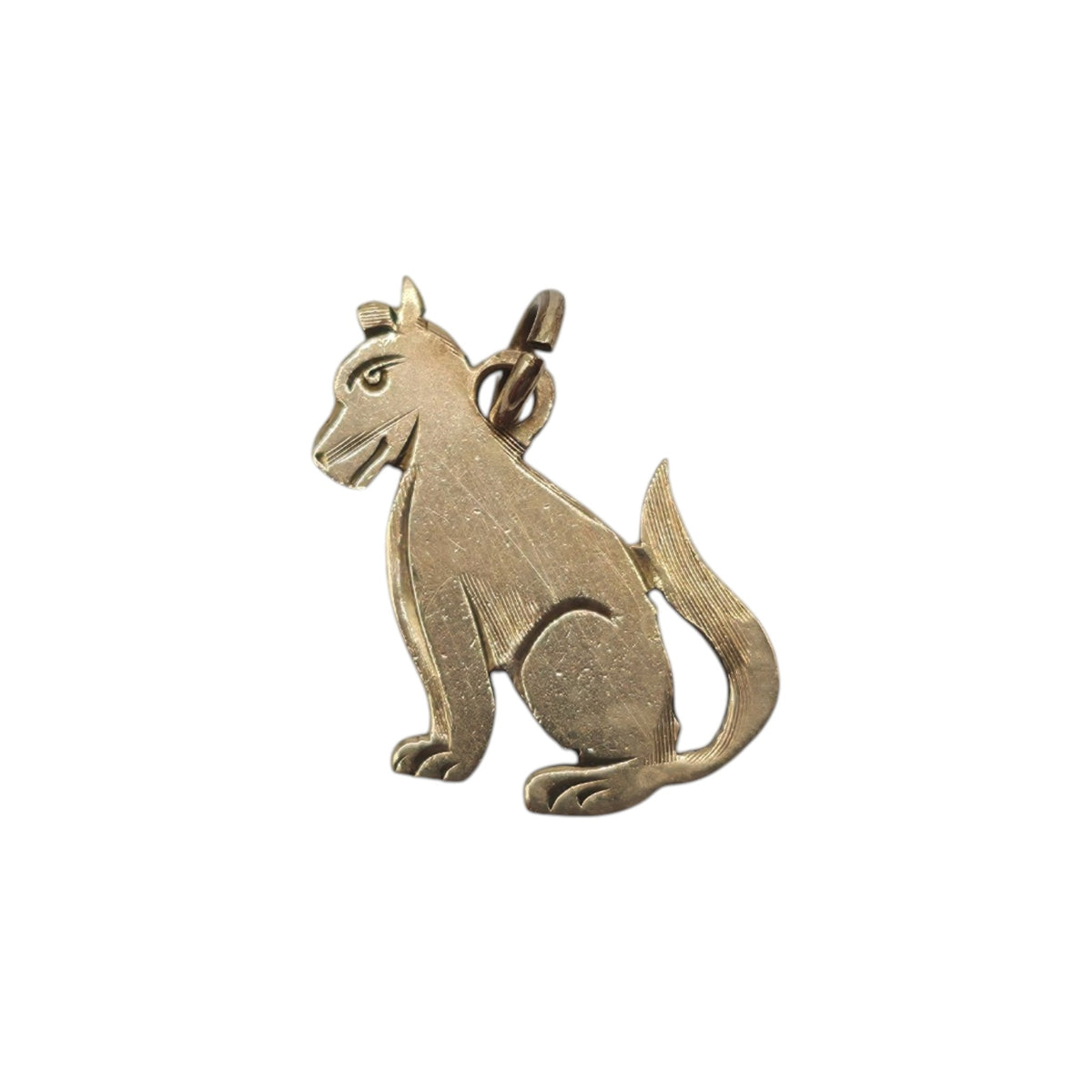 Antique 9ct Yellow Gold Dog Flat Charm c.1920 L 1.4 cm 0.5 g.