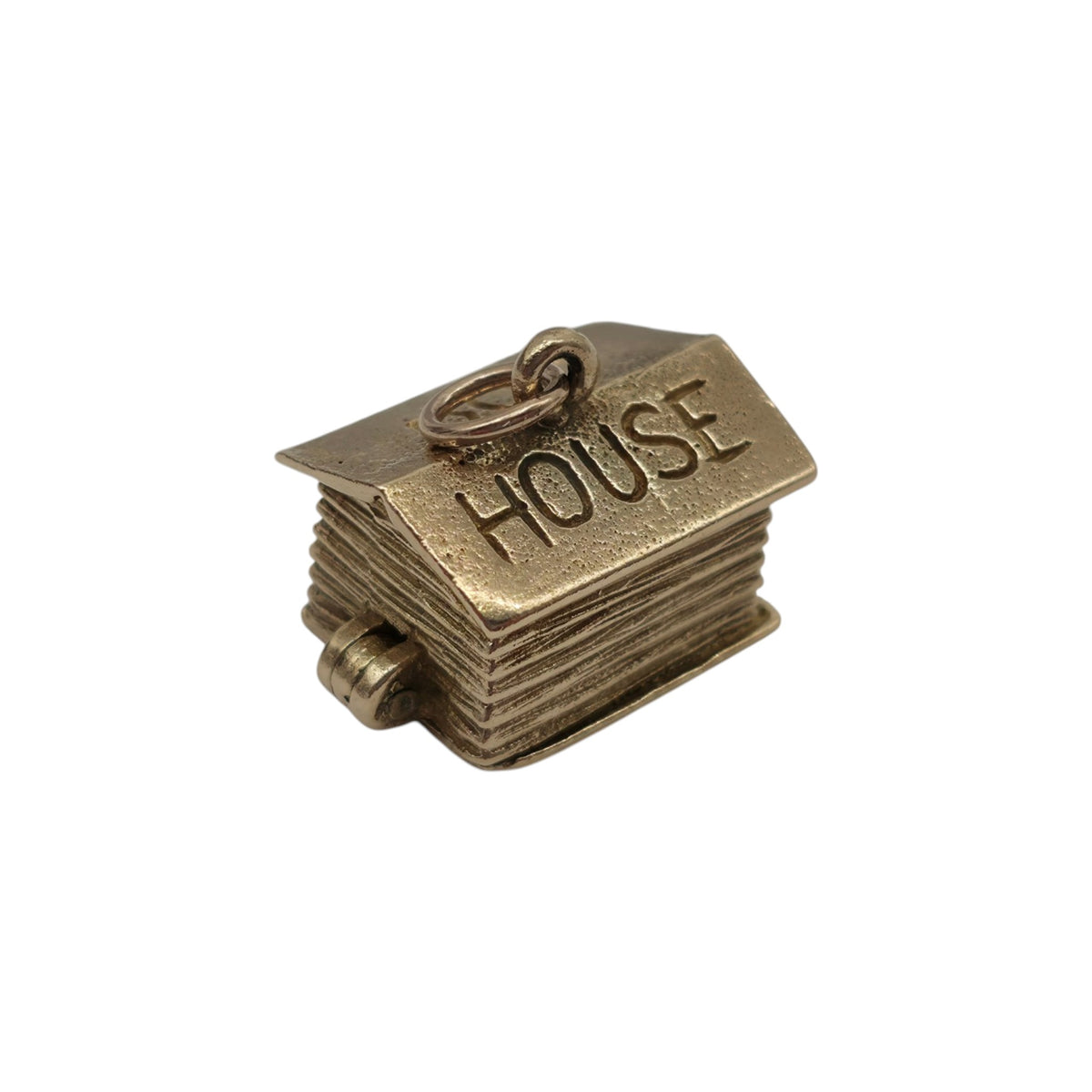 Unusual 9ct 375 Yellow Gold Drunk Man In The Doghouse Opening Charm 1961 L 1.8 cm 8.3 g.