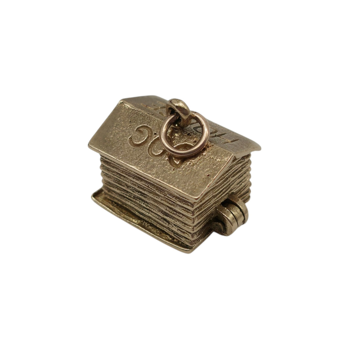 Unusual 9ct 375 Yellow Gold Drunk Man In The Doghouse Opening Charm 1961 L 1.8 cm 8.3 g.