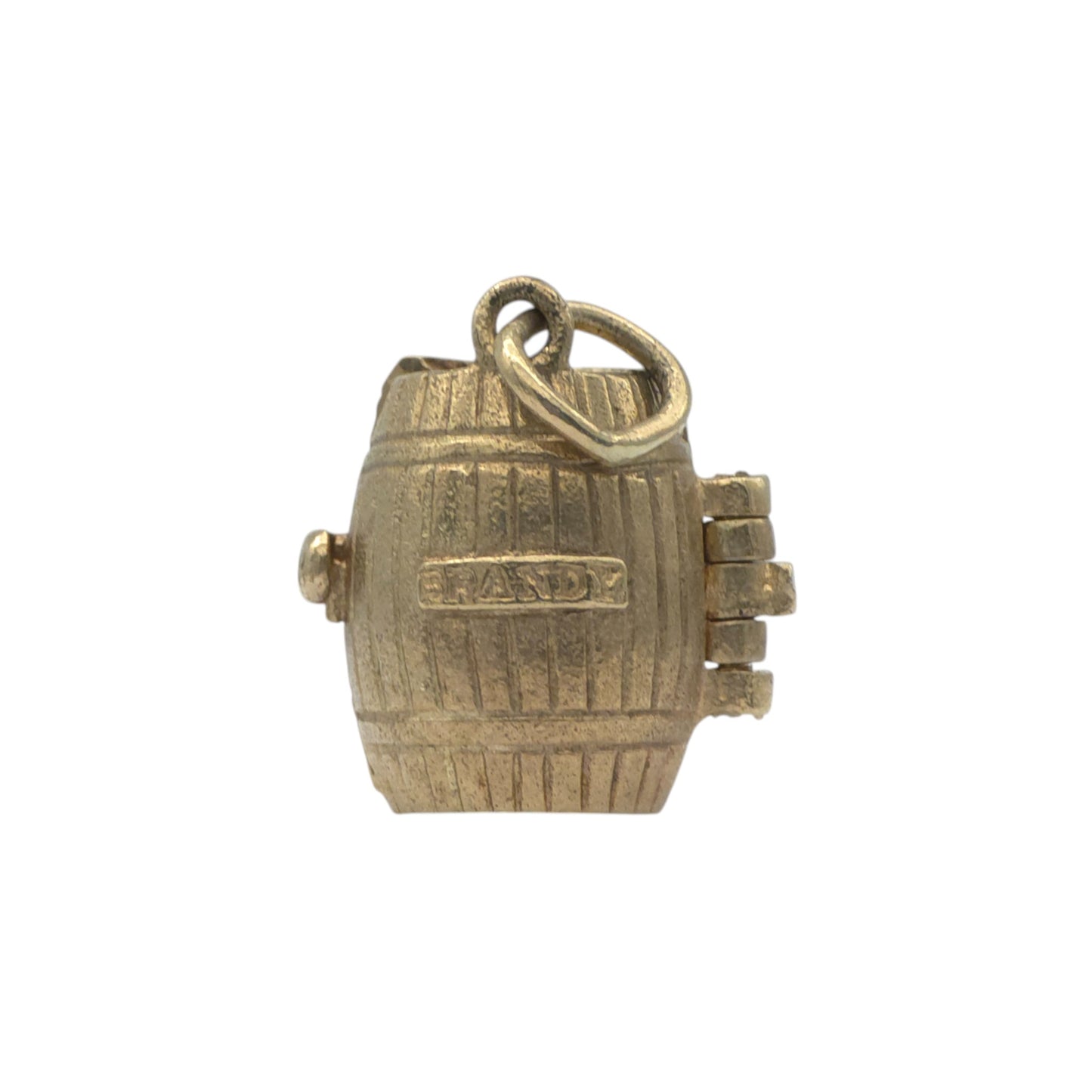 9ct 375 Yellow Gold Dog Inside Barrel Opening Charm 1977 L 1.2 cm 3.8 g.