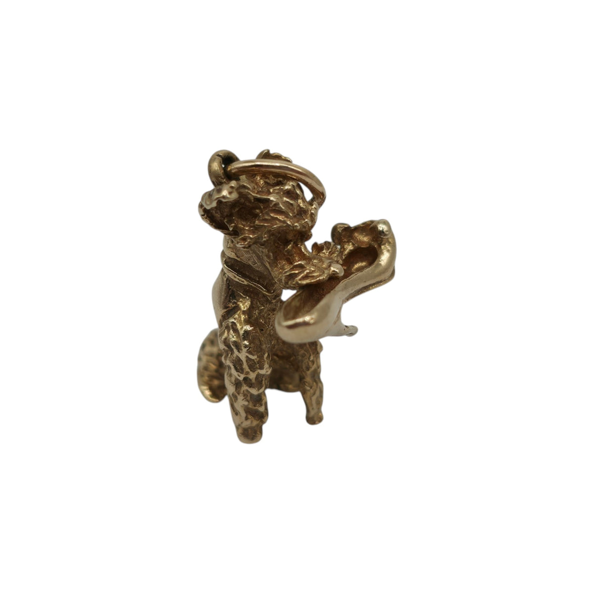 Amusing 9ct 375 Yellow Gold Poodle With A Shoe Charm 1970 L 1.8 cm 5.2 g.