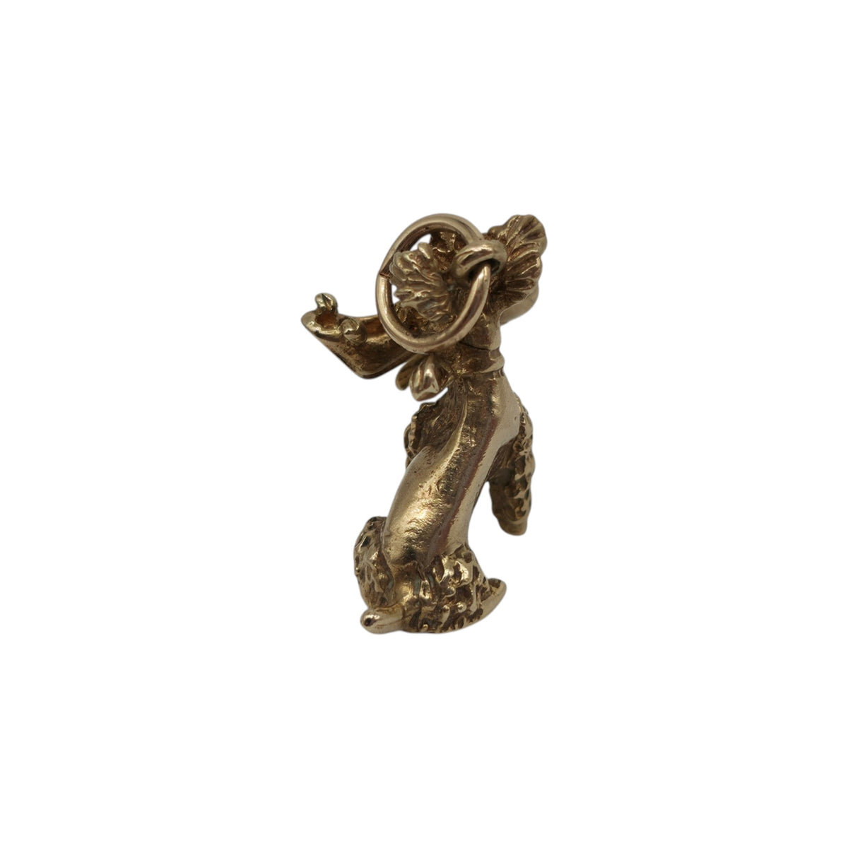Amusing 9ct 375 Yellow Gold Poodle With A Shoe Charm 1970 L 1.8 cm 5.2 g.