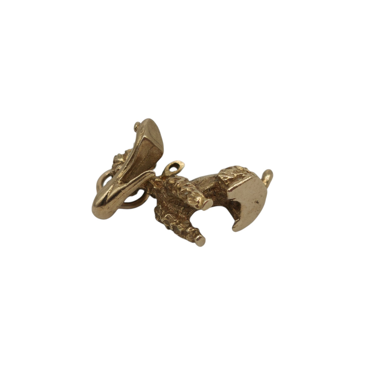 Amusing 9ct 375 Yellow Gold Poodle With A Shoe Charm 1970 L 1.8 cm 5.2 g.