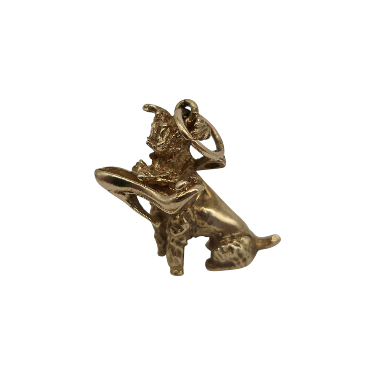 Amusing 9ct 375 Yellow Gold Poodle With A Shoe Charm 1970 L 1.8 cm 5.2 g.