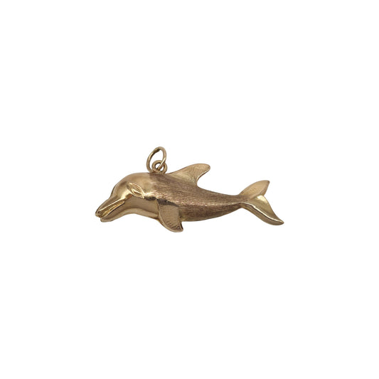 9ct 375 Yellow Gold Dolphin Charm 1976 L 3.1 cm 1.3 g.