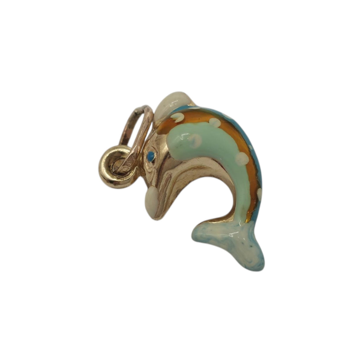 9ct Yellow Gold & Enamel Dolphin Charm L 1.2 cm 0.4 g.