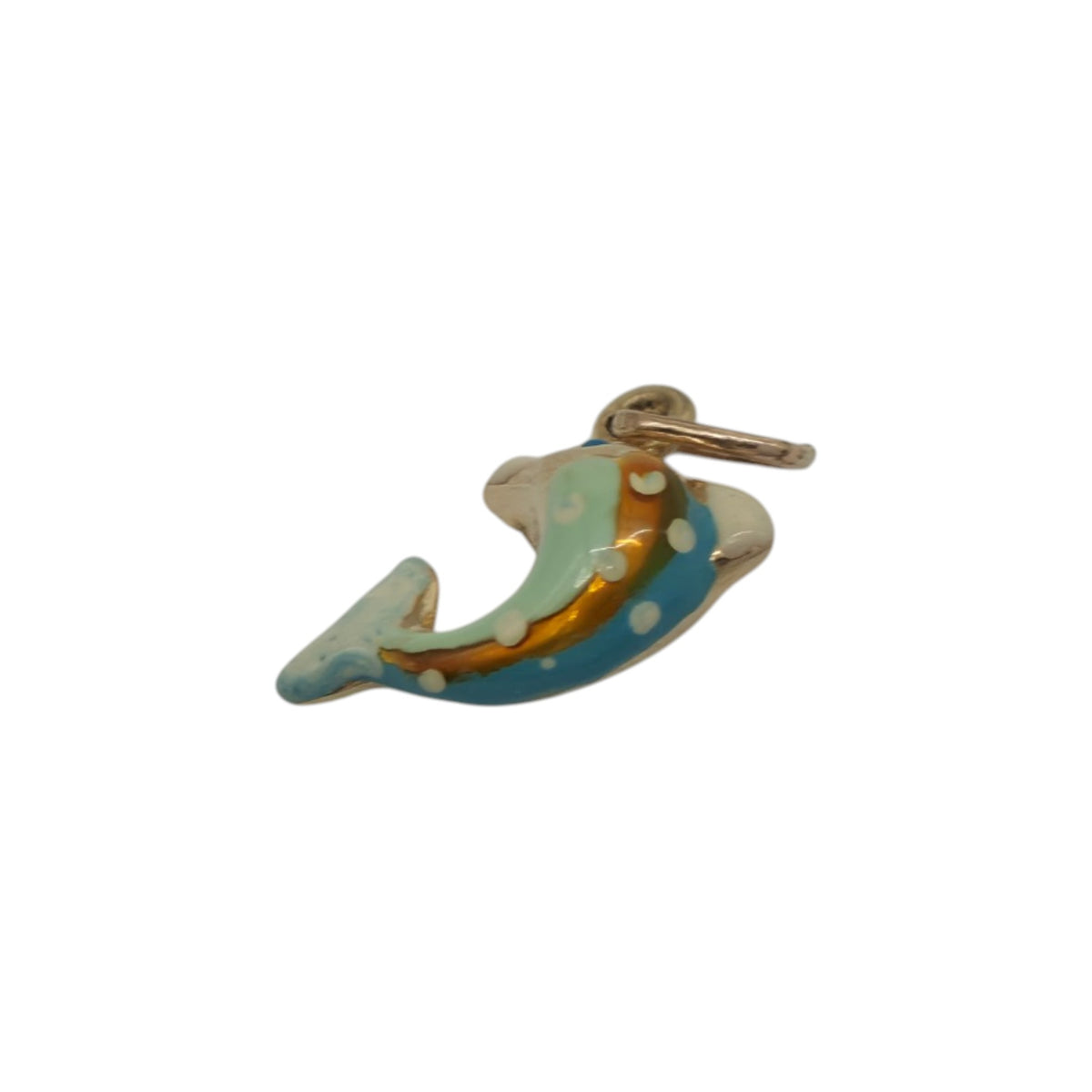 9ct Yellow Gold & Enamel Dolphin Charm L 1.2 cm 0.4 g.