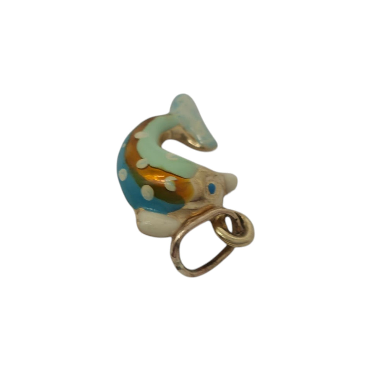 9ct Yellow Gold & Enamel Dolphin Charm L 1.2 cm 0.4 g.