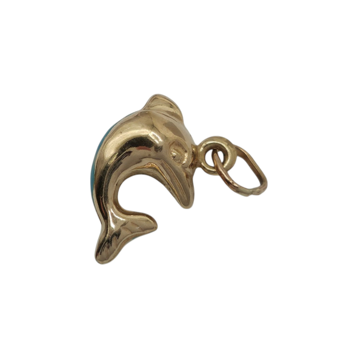 9ct Yellow Gold & Enamel Dolphin Charm L 1.2 cm 0.4 g.