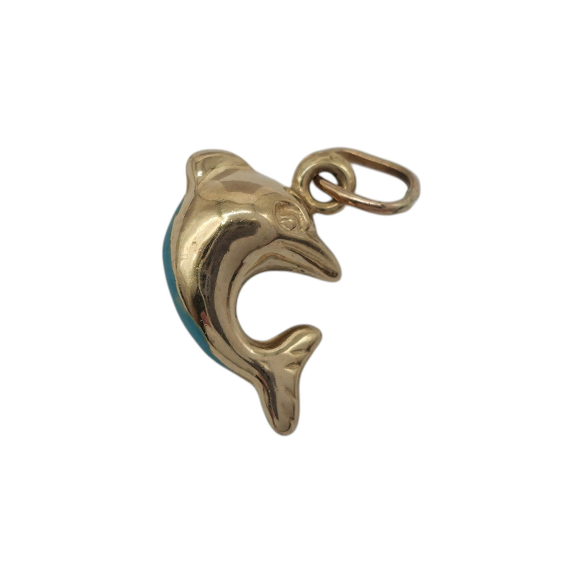 9ct Yellow Gold & Enamel Dolphin Charm L 1.2 cm 0.4 g.