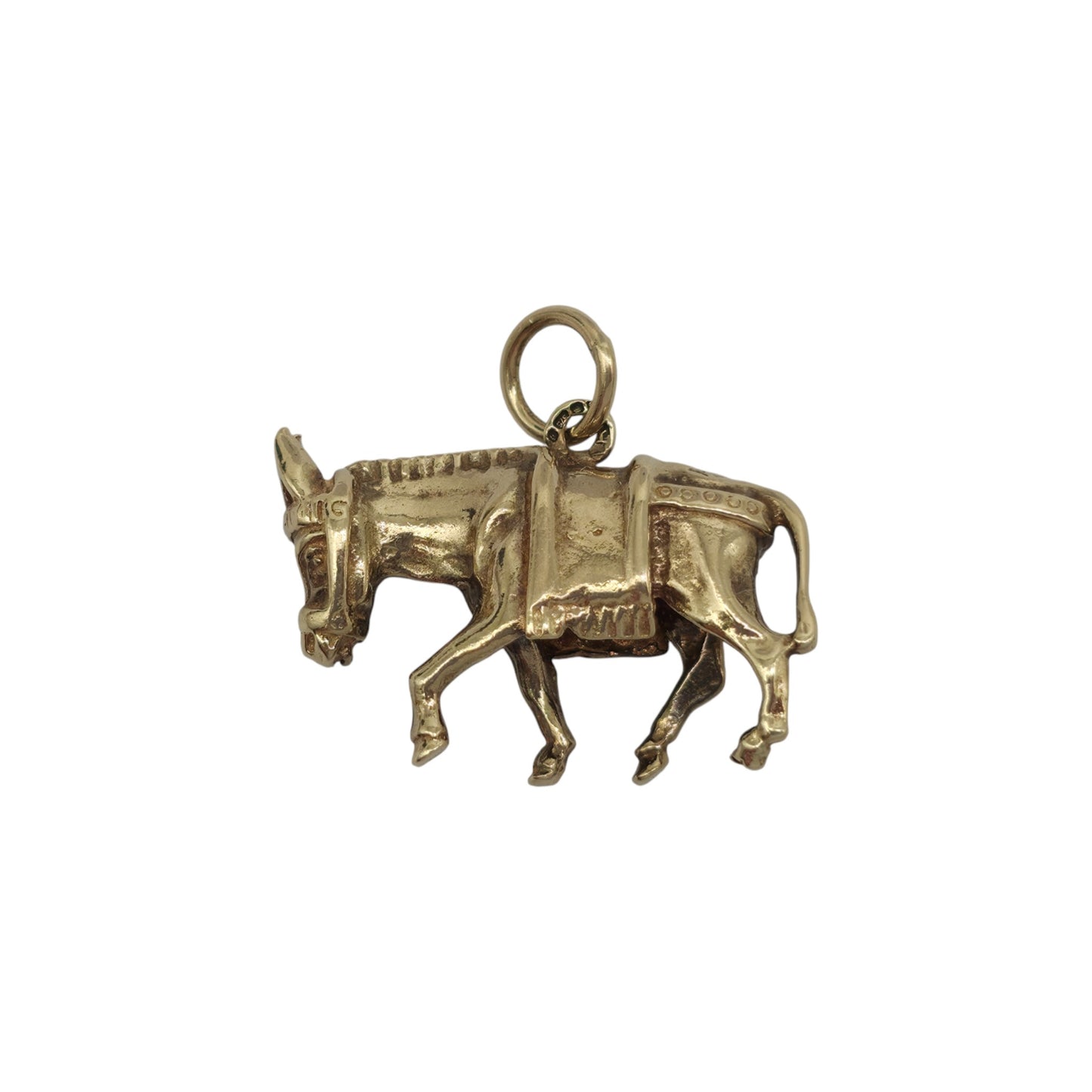 Heavy 9ct 375 Yellow Gold Donkey Charm c.1990 L 2.4 cm 8.3 g.