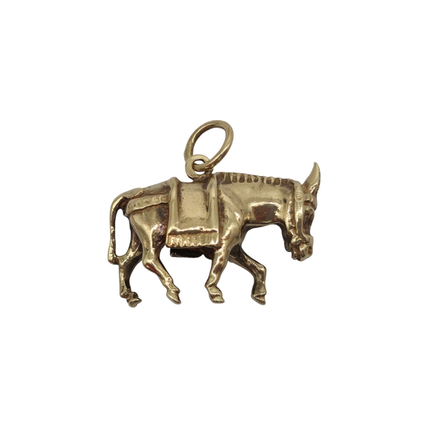 Heavy 9ct 375 Yellow Gold Donkey Charm c.1990 L 2.4 cm 8.3 g.