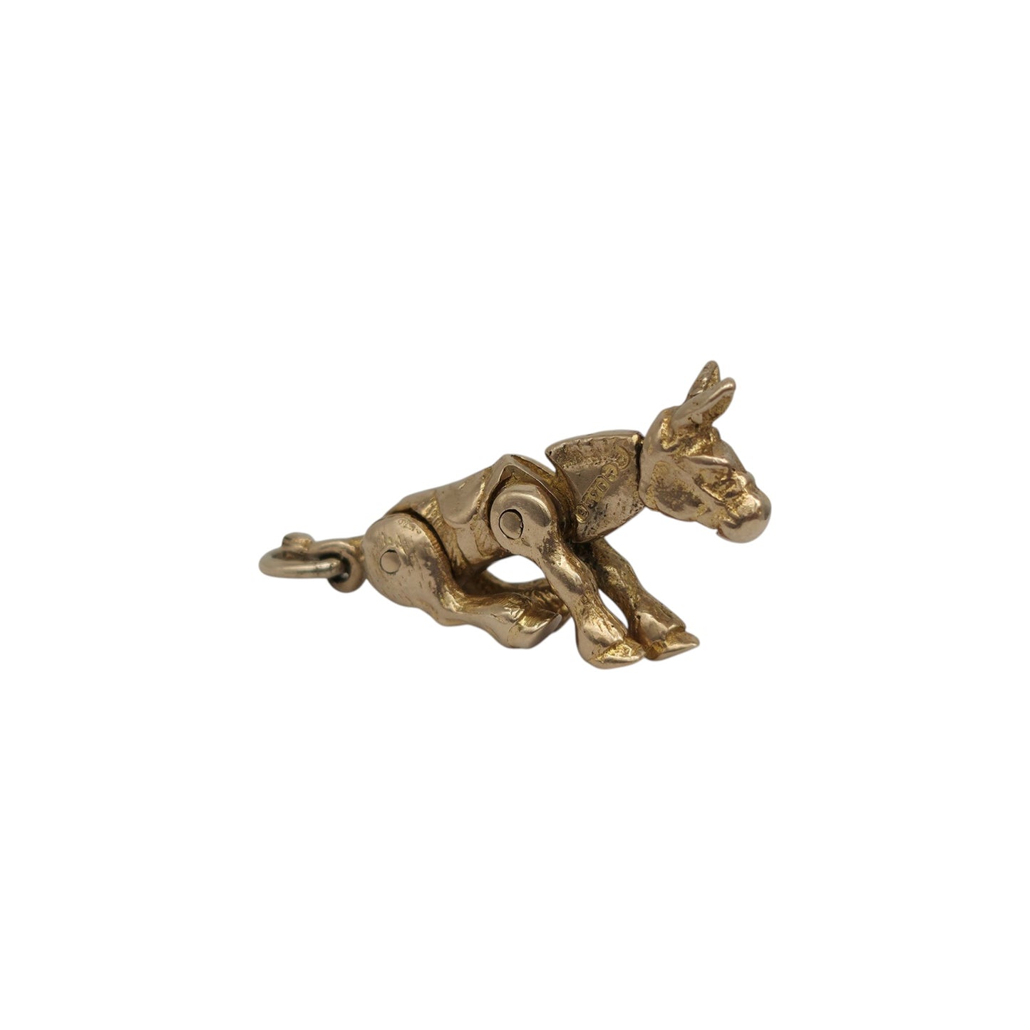 9ct 375 Yellow Gold Articulated Donkey Charm 1954 L 2.3 cm 3.0 g.