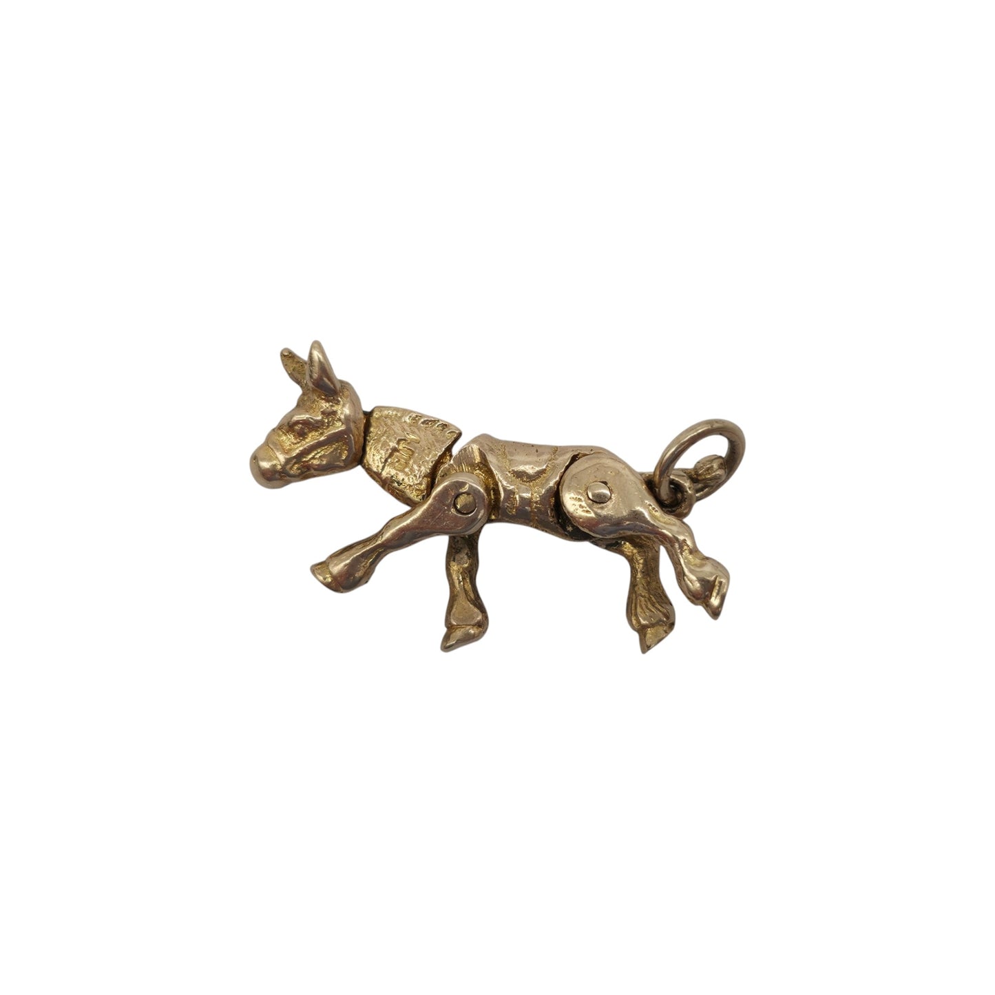 9ct 375 Yellow Gold Articulated Donkey Charm 1954 L 2.3 cm 3.0 g.