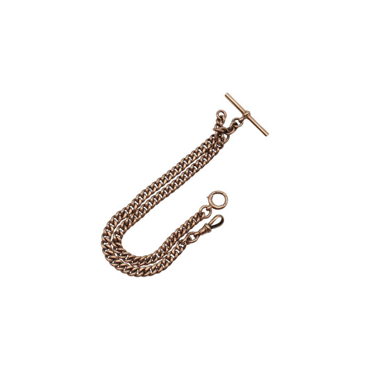 antique 9ct gold Ungraduated Curb Link Double Albert Chain