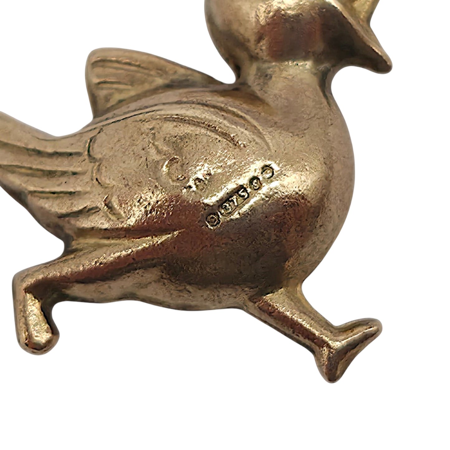 9ct 375 Yellow Gold Duckling Charm 1973 L 1.8 cm 1.5 g.