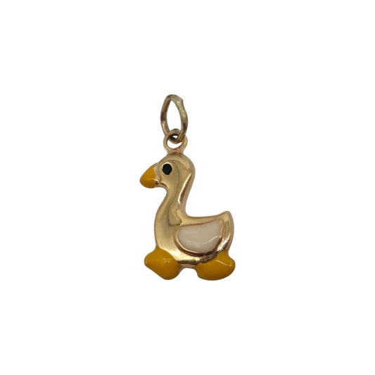 9ct 375 Yellow Gold & Enamel Duckling Charm L 1.5 cm 0.9 g.