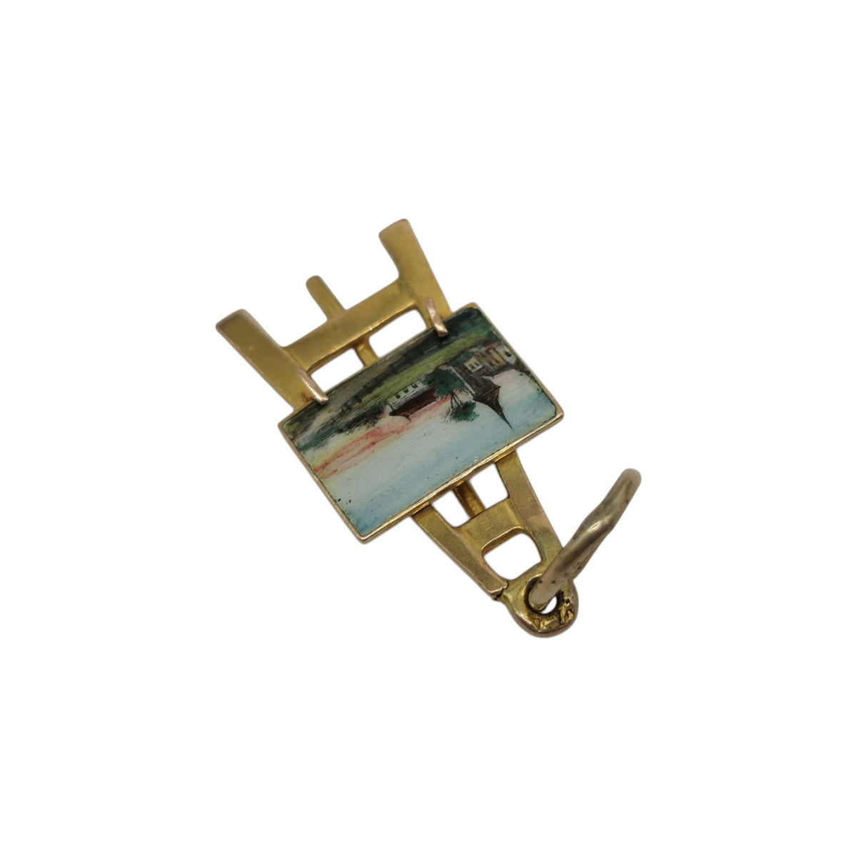 Rare 9ct Yellow Gold & Enamel Easel Charm L 1.7 cm 0.9 g.