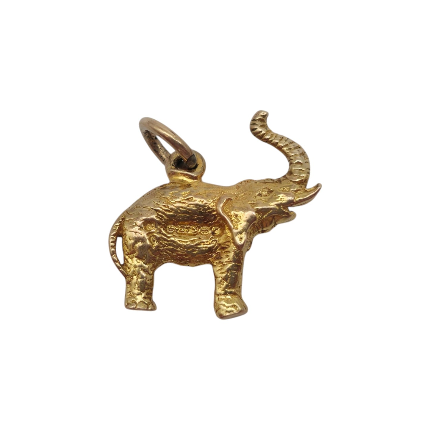 9ct 375 Yellow Gold Elephant Charm 1952 L 1.4 cm 1.7 g.
