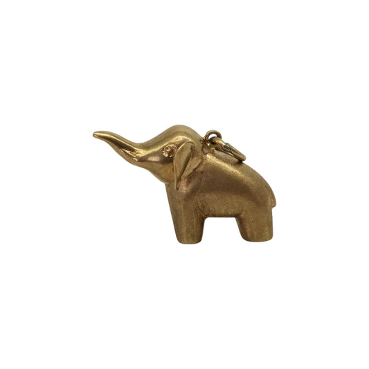 9ct 375 Yellow Gold Elephant Charm 1973 L 2.3 cm 1.5 g.