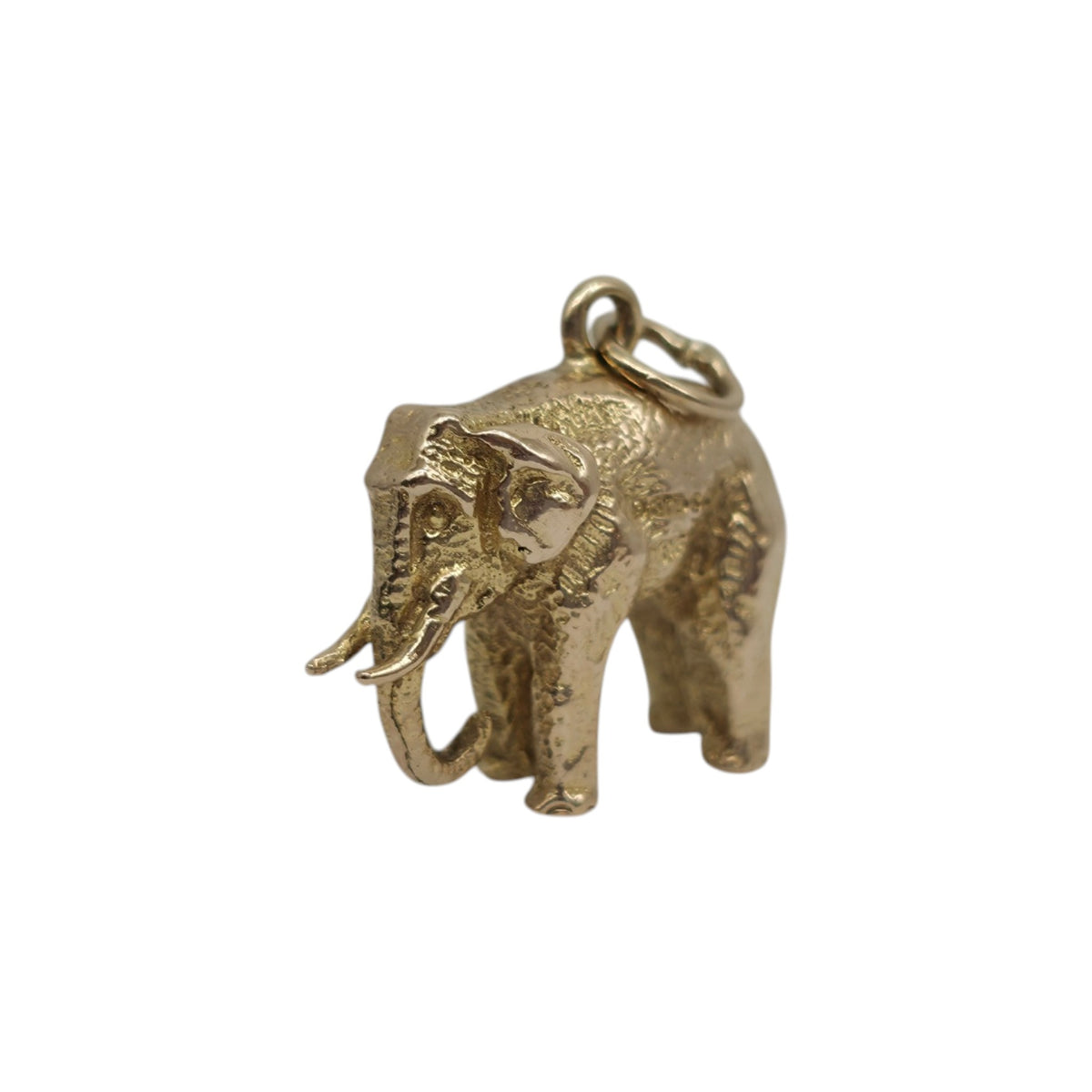 Cast 9ct 375 Yellow Gold Elephant Charm 1968 L 1.7 cm 6.6 g.