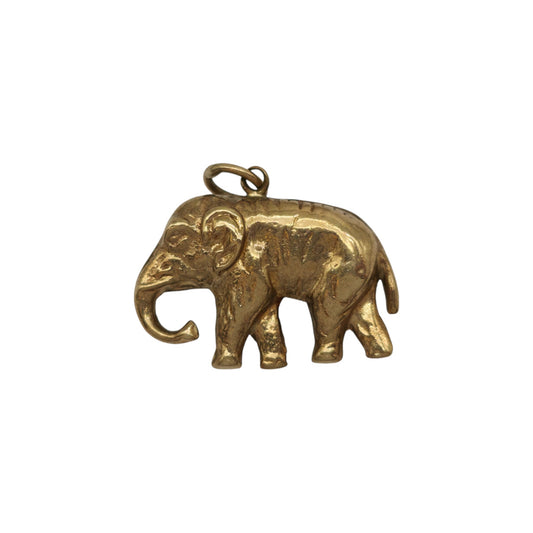 9ct 375 Yellow Gold Elephant Charm 1972 L 1.8 cm 1.1 g.