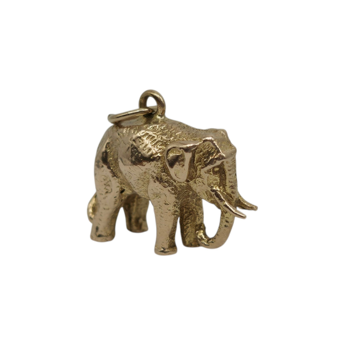Cast 9ct 375 Yellow Gold Elephant Charm 1968 L 1.7 cm 6.6 g.
