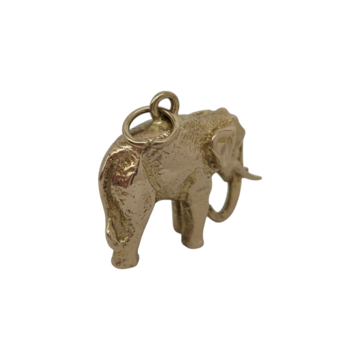 Cast 9ct 375 Yellow Gold Elephant Charm 1968 L 1.7 cm 6.6 g.
