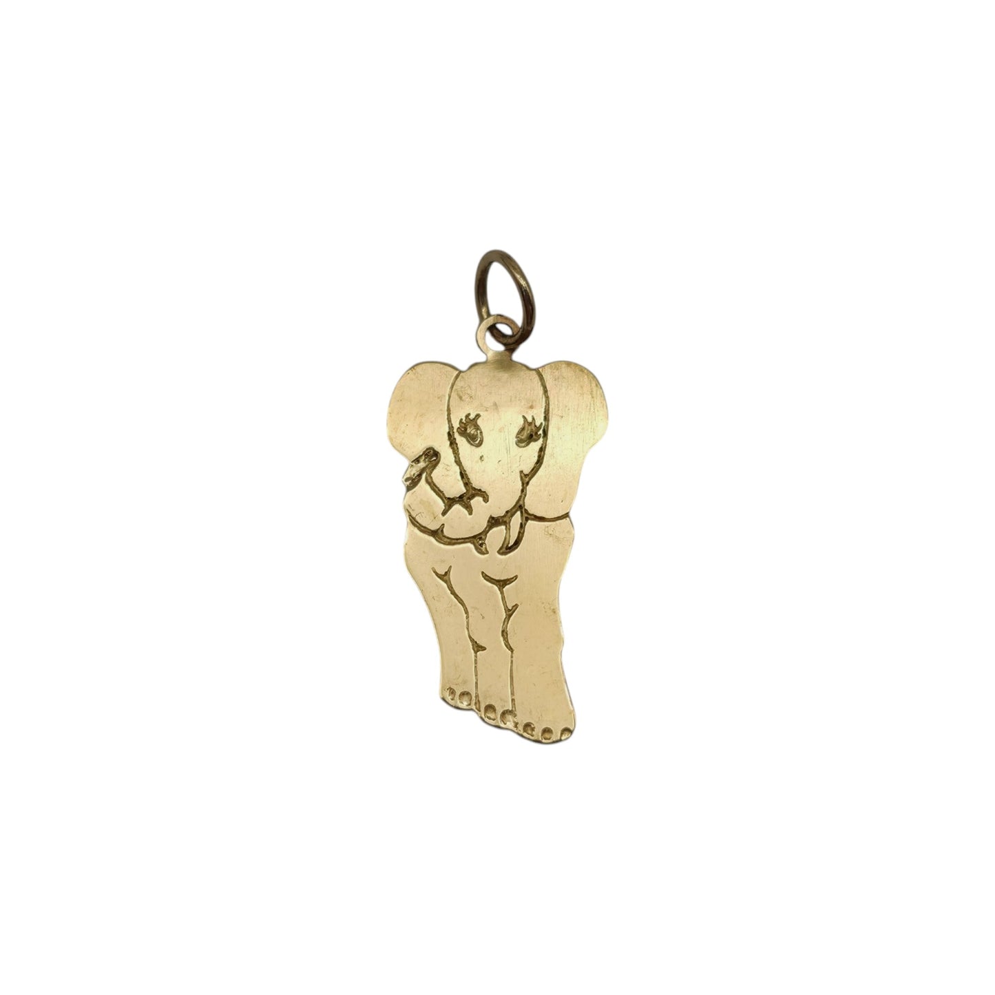 9ct 375 Yellow Gold Elephant Flat Charm 1980 L 1.9 cm 0.6 g.