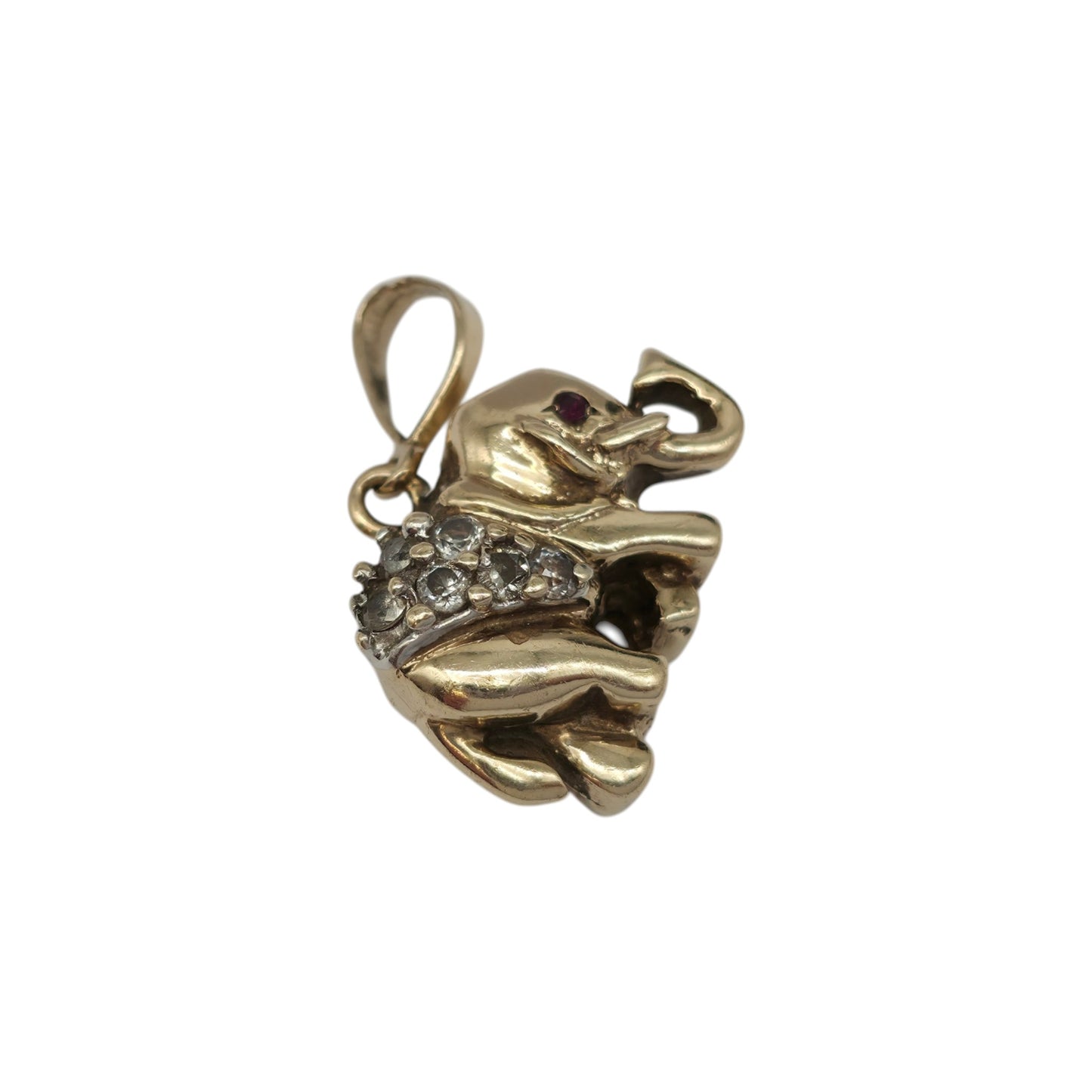 9ct 375 Yellow Gold Elephant Pendan L 1.9 cm 5.7 g.