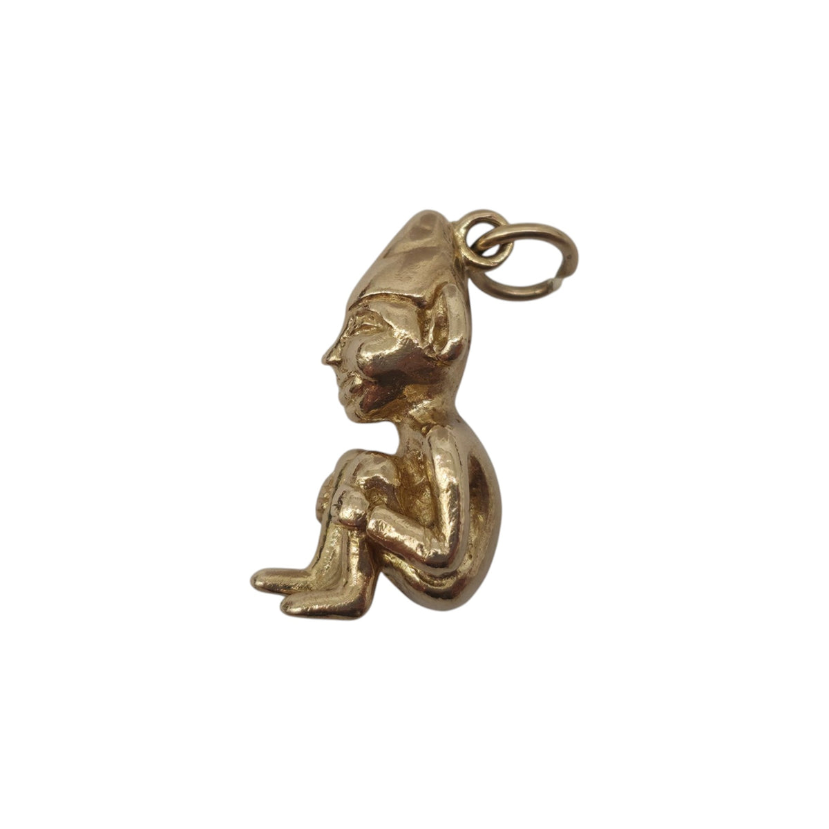 Cast 9ct 375 Yellow Gold Elf Charm 1971 L 2.0 cm 3.9 g.