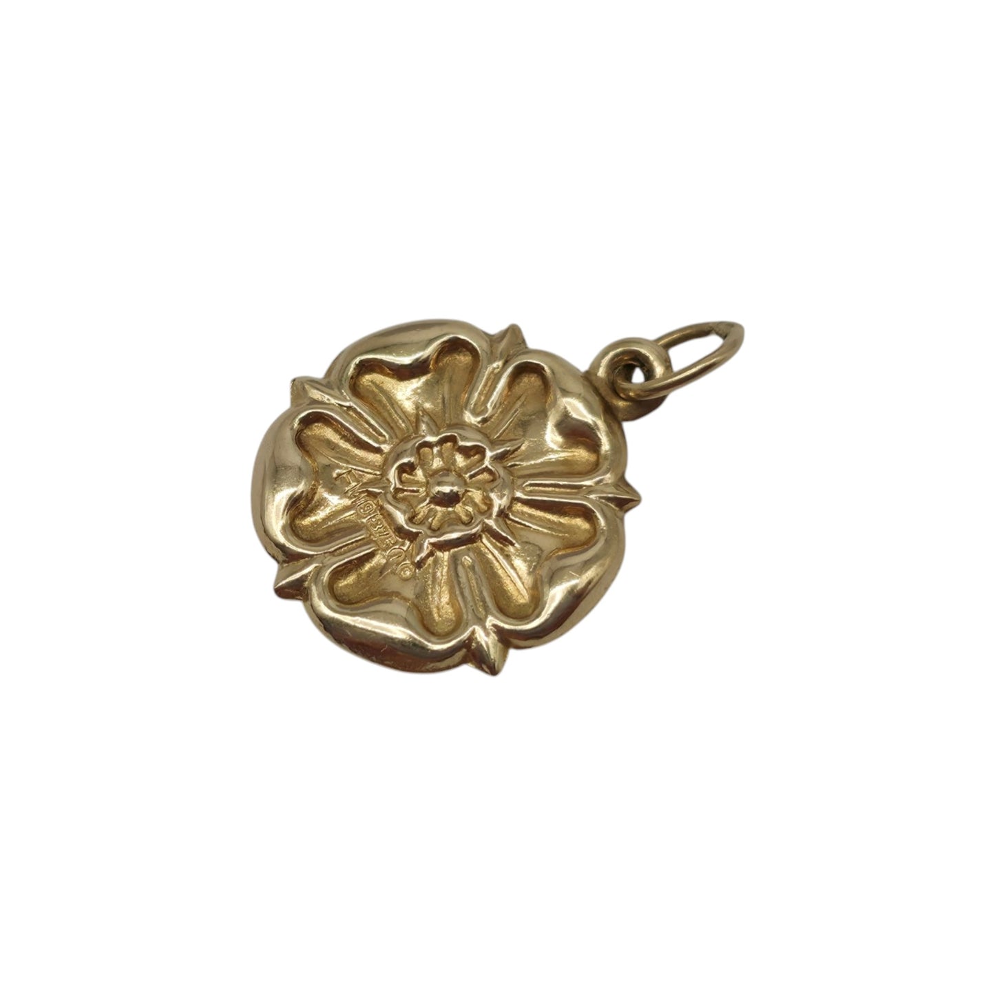 9ct 375 Yellow Gold English Rose Charm 1964 L 1.3 cm 0.7 g.