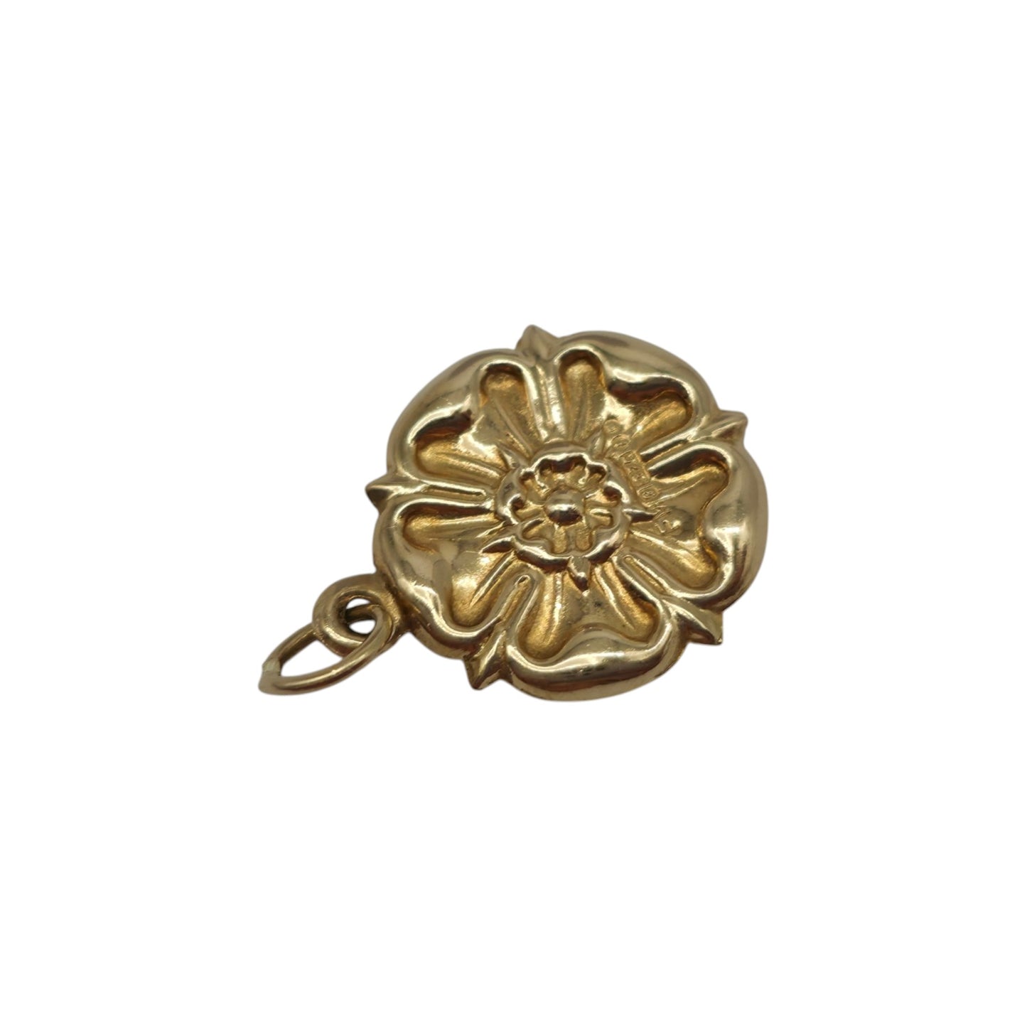 9ct 375 Yellow Gold English Rose Charm 1964 L 1.3 cm 0.7 g.