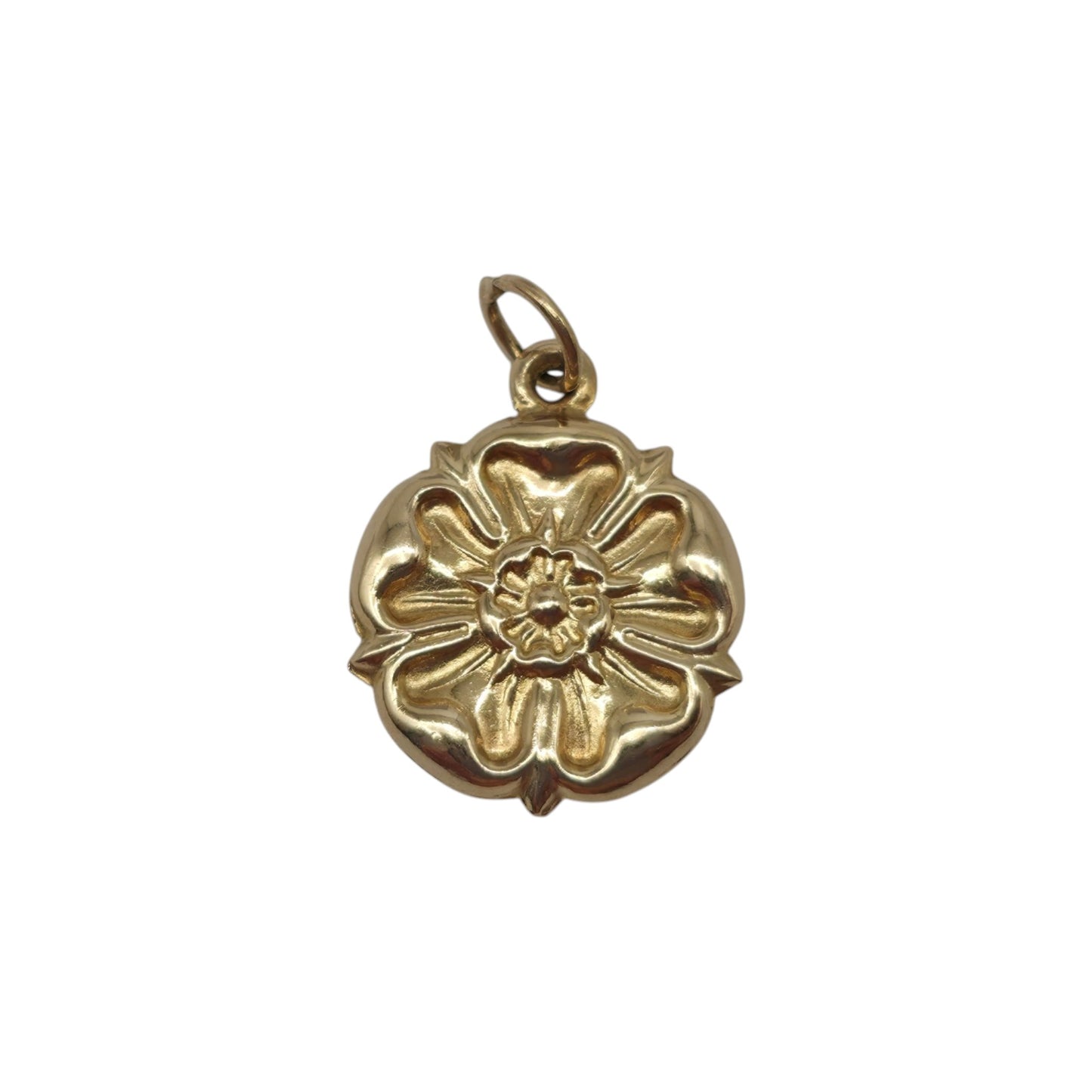 9ct 375 Yellow Gold English Rose Charm 1964 L 1.3 cm 0.7 g.