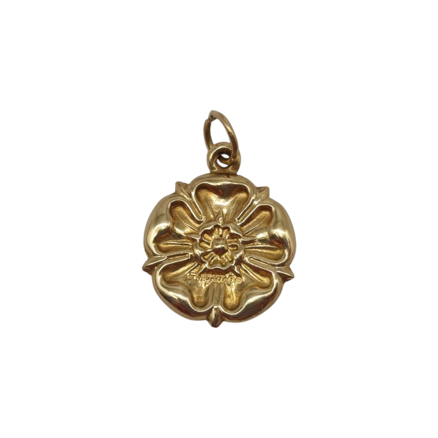 9ct 375 Yellow Gold English Rose Charm 1964 L 1.3 cm 0.7 g.