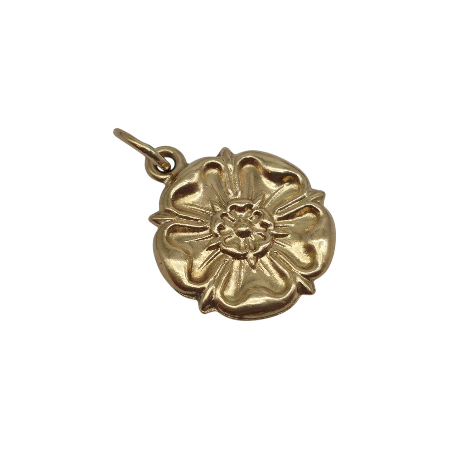 9ct 375 Yellow Gold English Rose Charm 1965 L 1.3 cm 0.6 g.