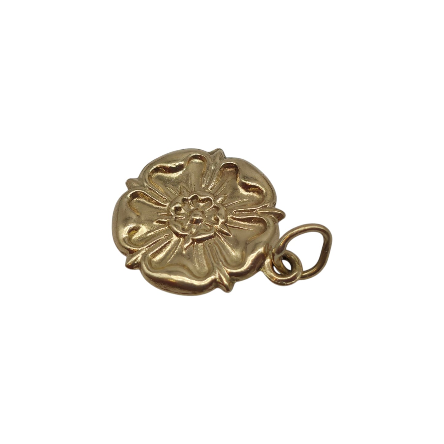 9ct 375 Yellow Gold English Rose Charm 1965 L 1.3 cm 0.6 g.