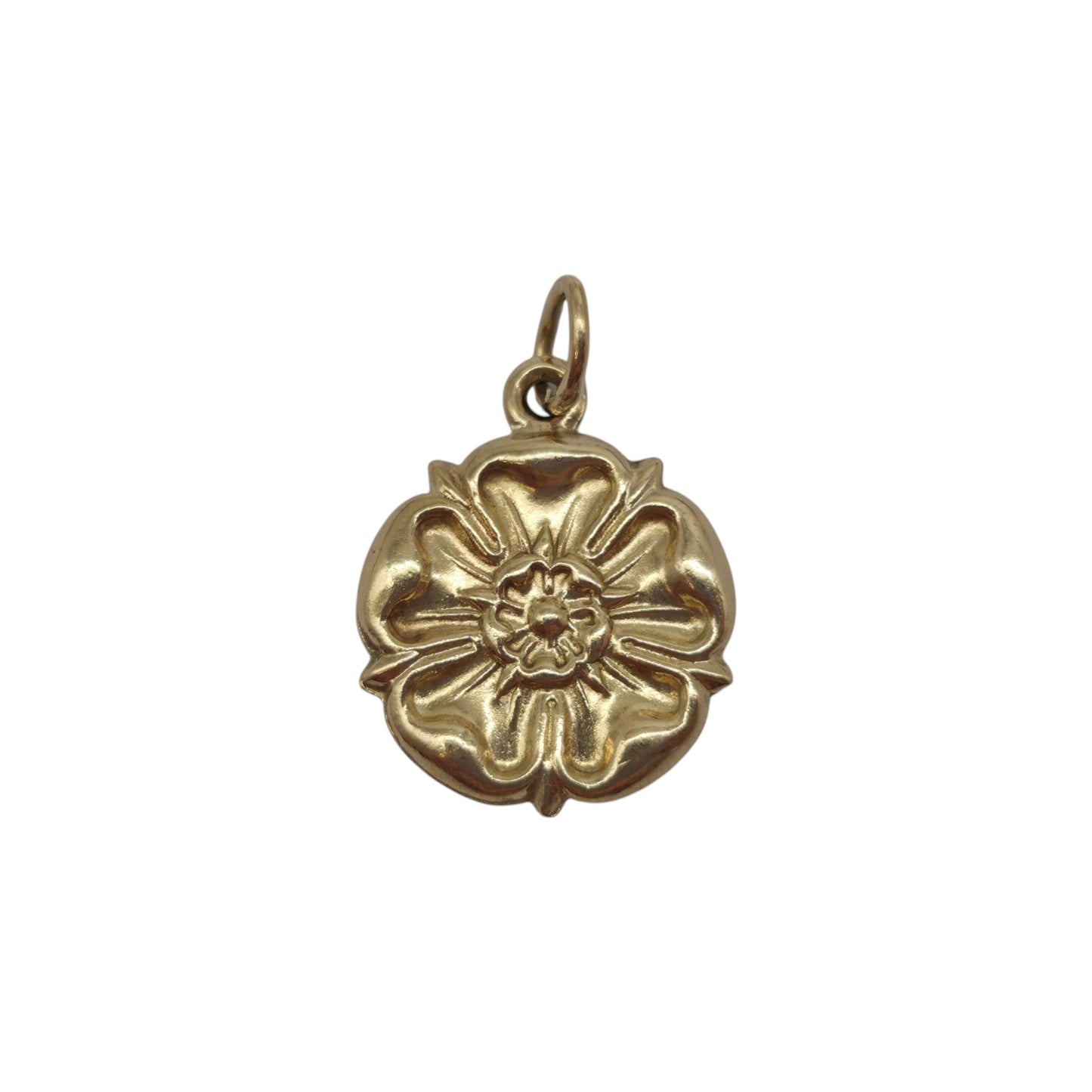 9ct 375 Yellow Gold English Rose Charm 1965 L 1.3 cm 0.6 g.