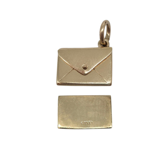 9ct 375イエローゴールド 封筒レターオープニングチャーム 1958年 L 1.2 cm 1.5 g