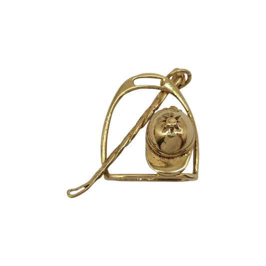 9ct 375 Yellow Gold Equestrian Pendant 1974 L 2.6 cm 4.0 g.