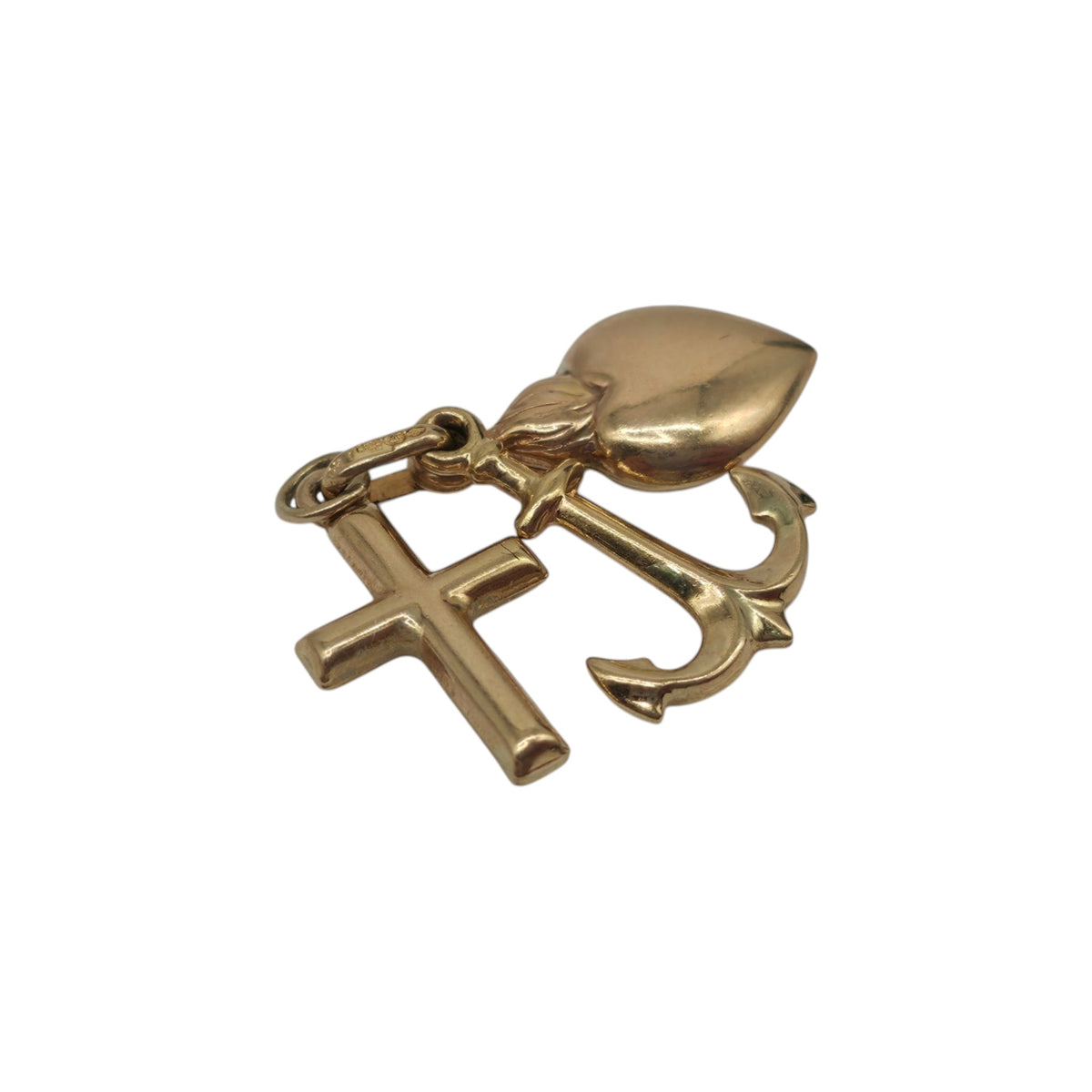 Unoaerre 9ct 375 Yellow Gold Faith, Hope & Charity Charm L 1.7 cm 1.6 g.